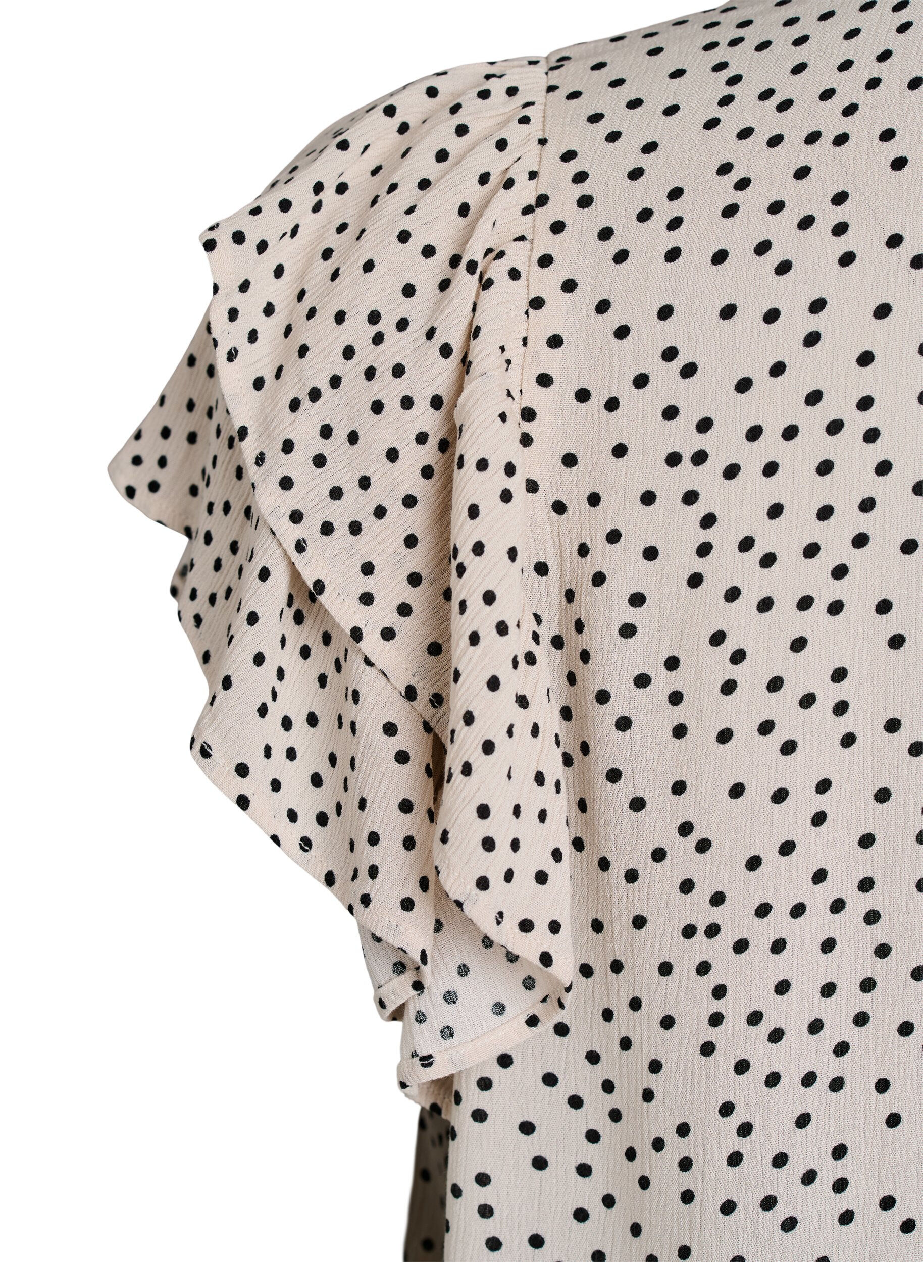 Zizzi Blouse imprim&eacute;e en viscose avec volants, Vanille, Packshot image number 3