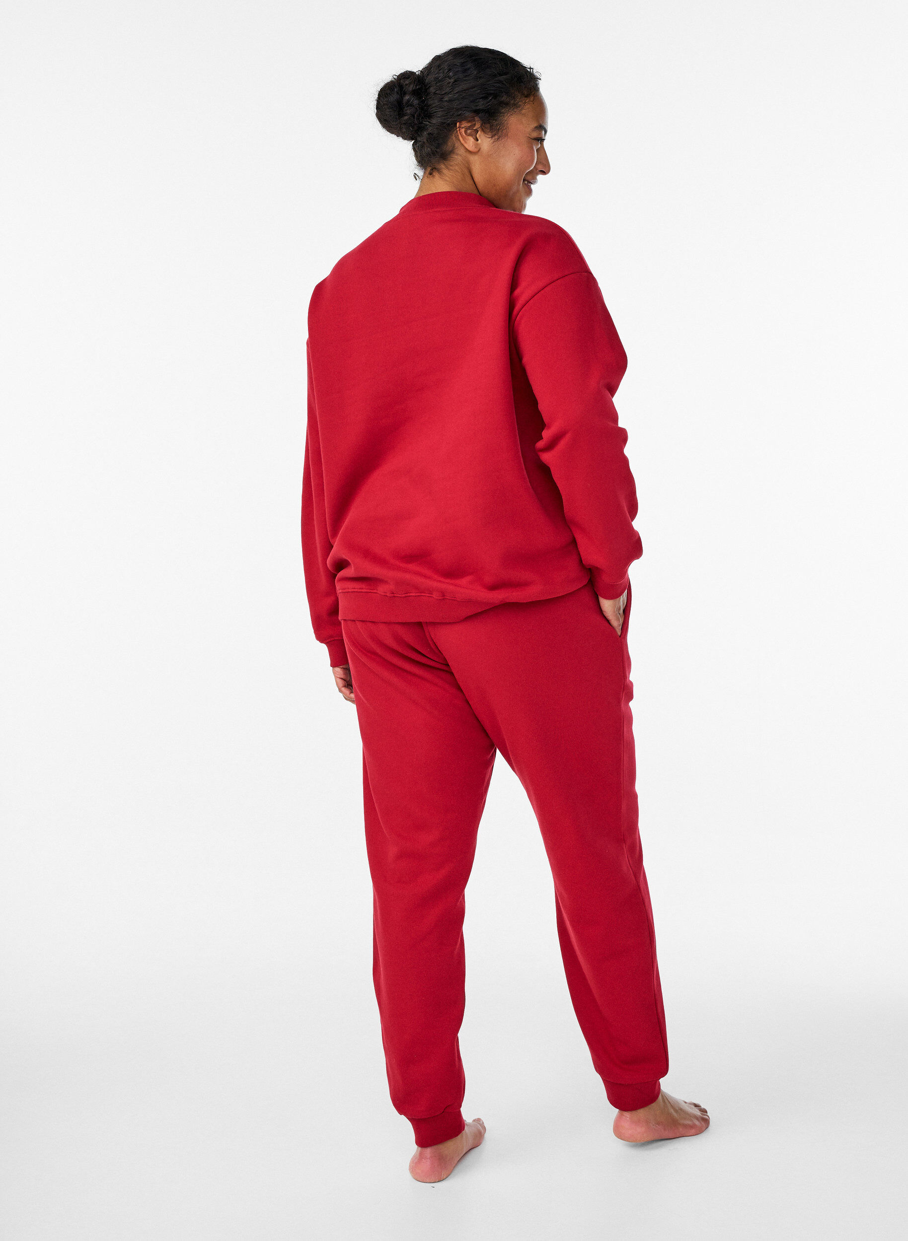 ZizziSweatpants met hoge taille, Rood, Model image number 1