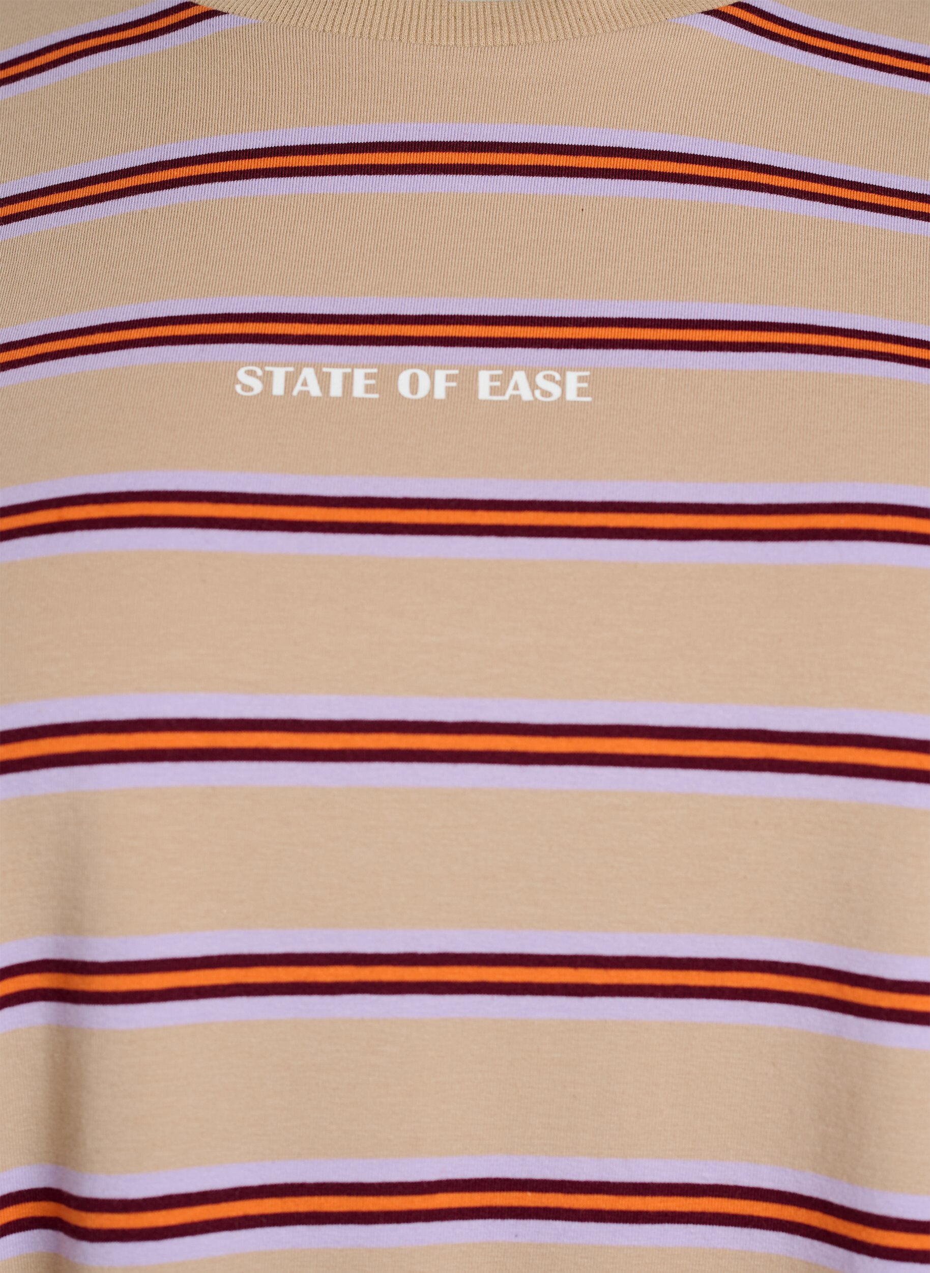 ZizziOversized T-shirt met strepen en 1/2 mouwen, Beige, Packshot image number 2