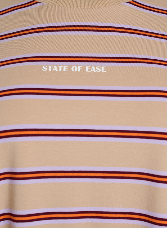 Oversized T-shirt met strepen en 1/2 mouwen, Beige, Packshot image number 2
