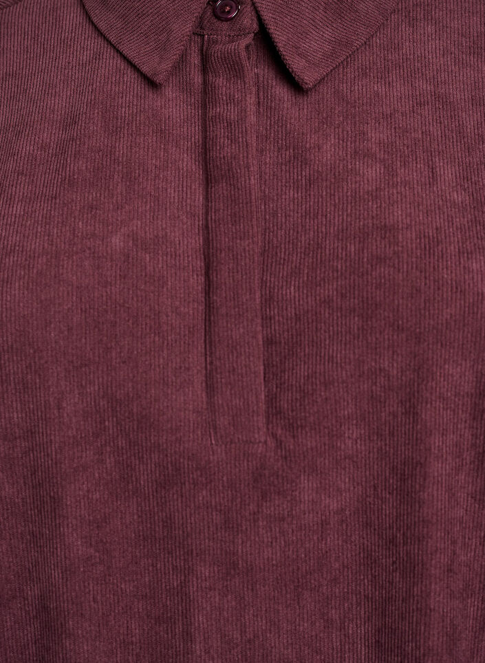 Overhemdblouse met lange mouwen in corduroy, Donker Bordeaux, Packshot image number 2