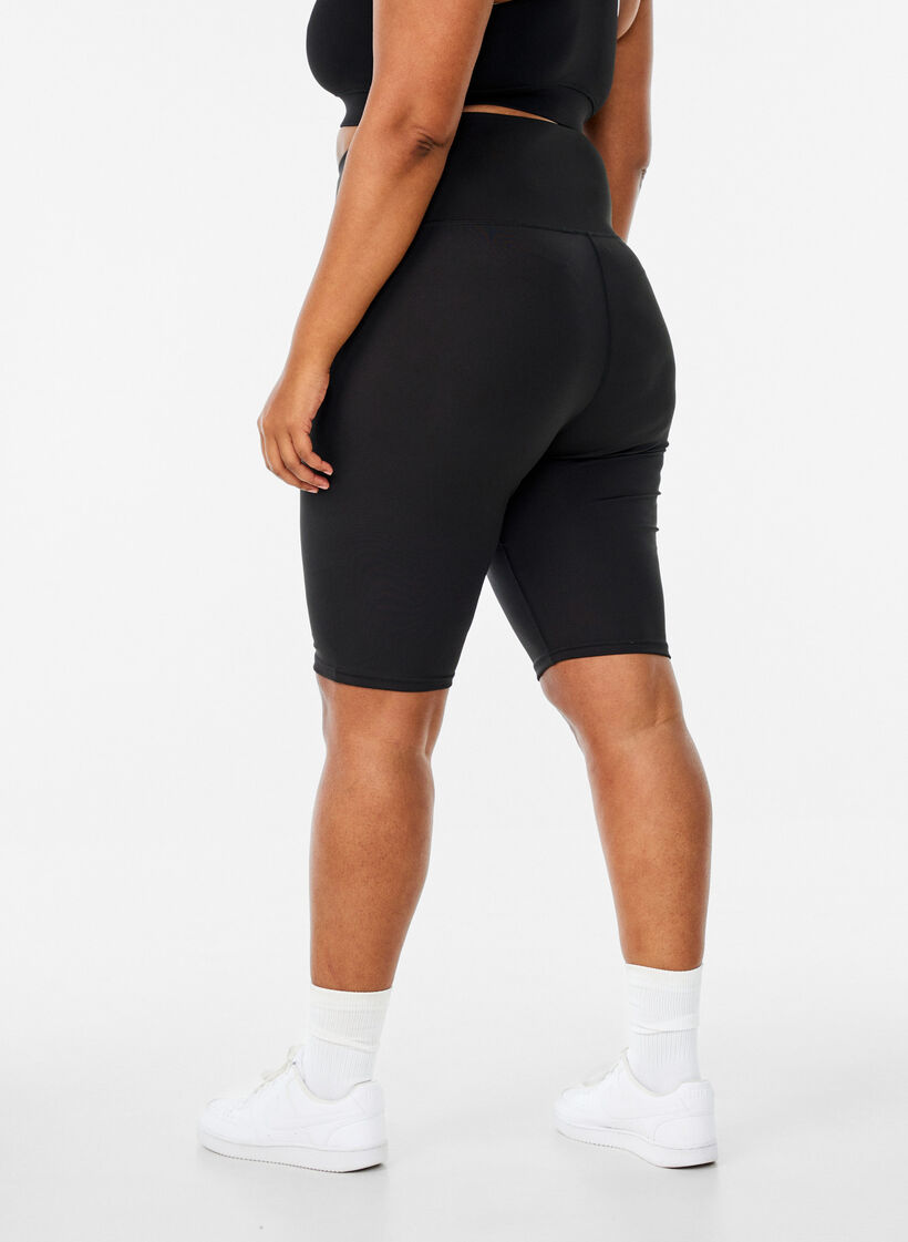 Lange strakke sport shorts, Zwart, Model image number 2