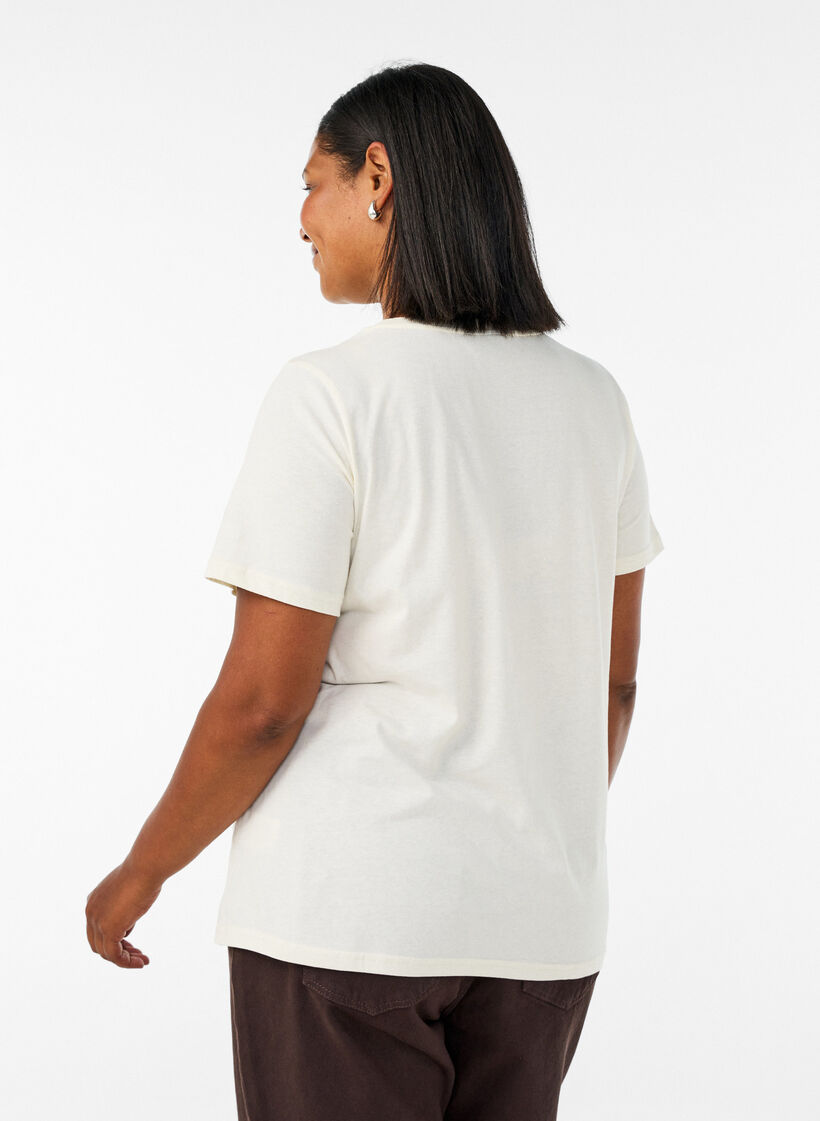 Katoenen T-shirt met print, Vanille, Model image number 2