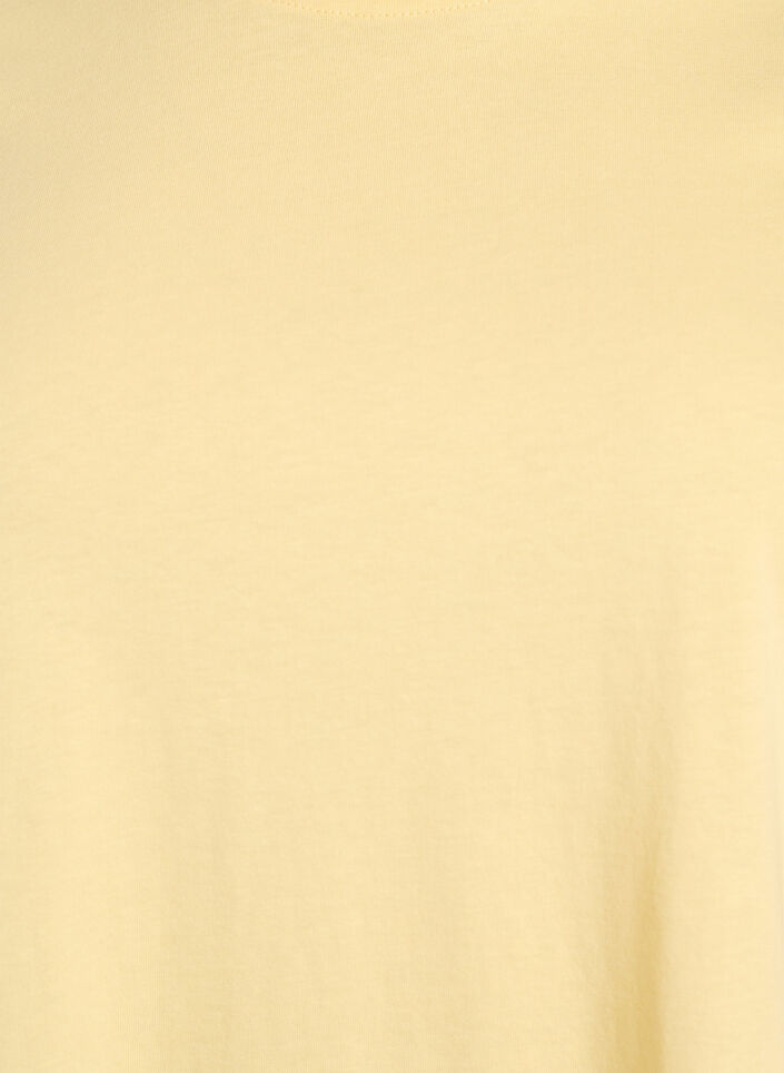 Basic katoenen T-shirt met ronde hals, Geel, Packshot image number 2