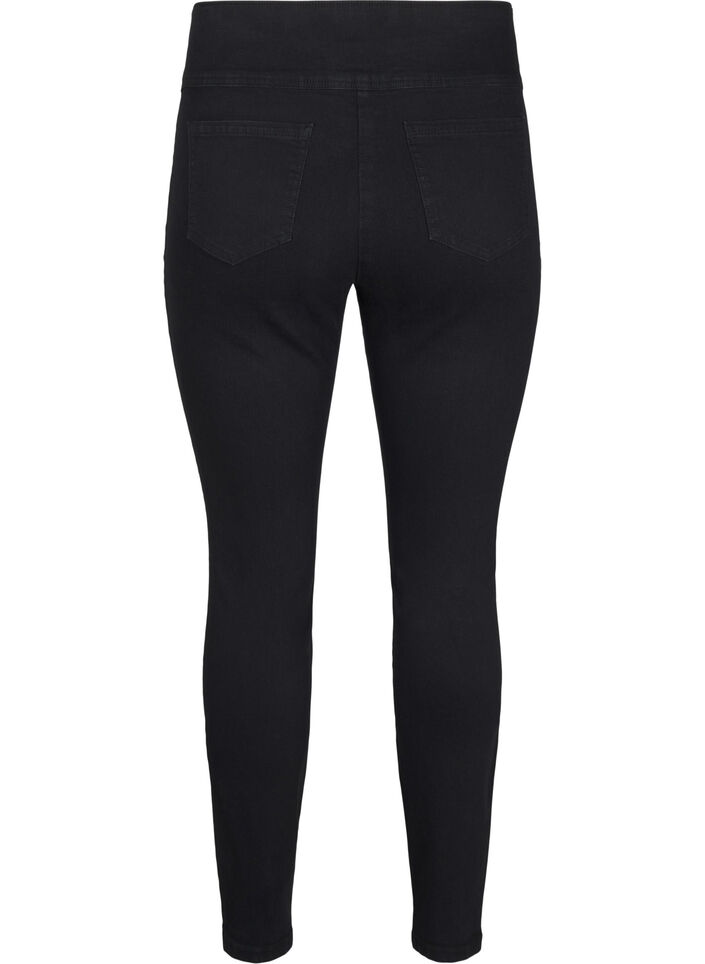 Stretchy jeggings met hoge taille, Black, Packshot image number 1