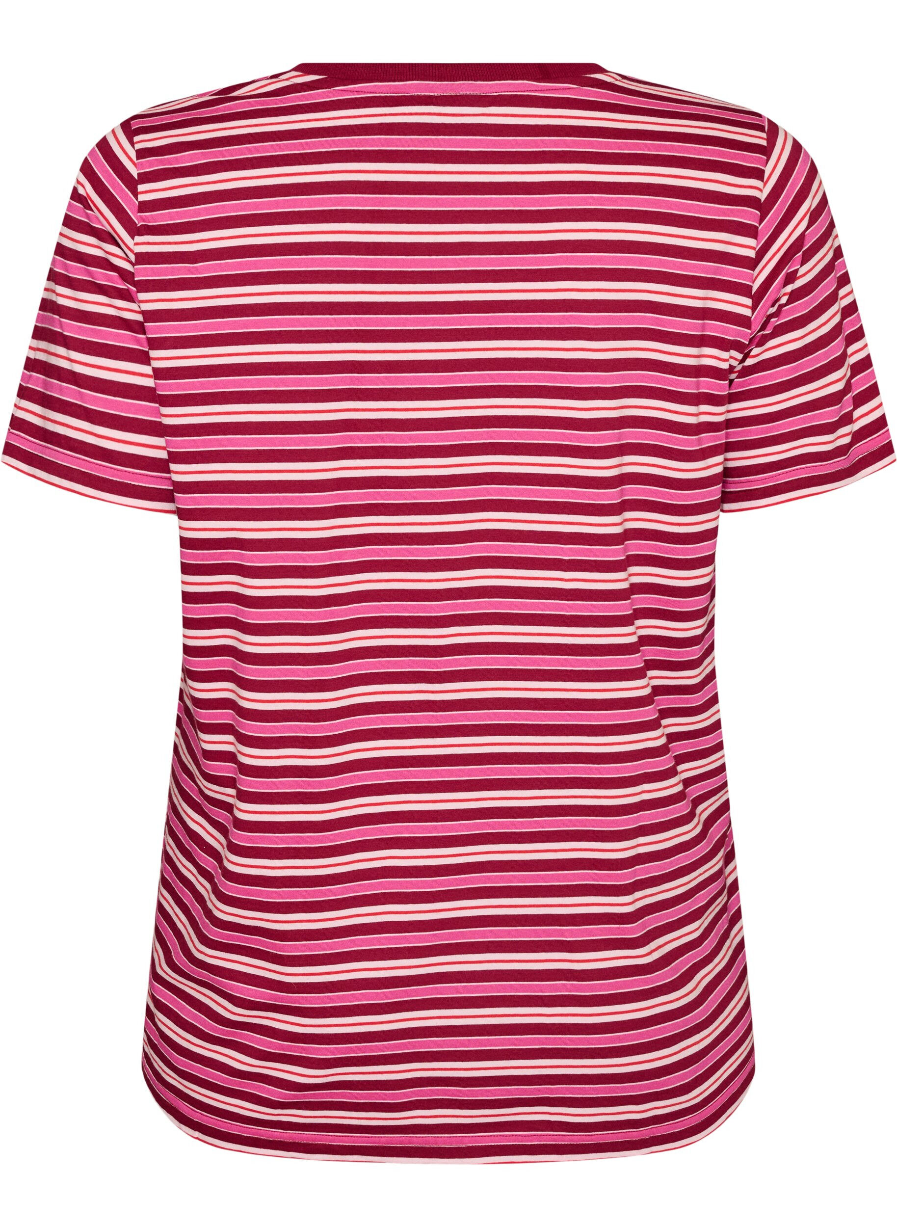 ZizziGestreept T-shirt van biologisch katoen, Rood, Packshot image number 1