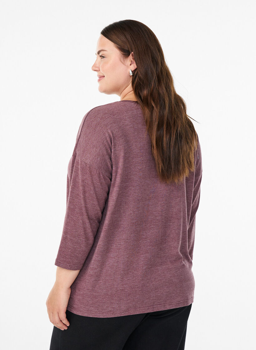 Jersey blouse met 3/4 mouwen, Rood, Model image number 2