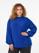 Geribde trui met pofmouwen en knopen, Blauw, Model image number 0