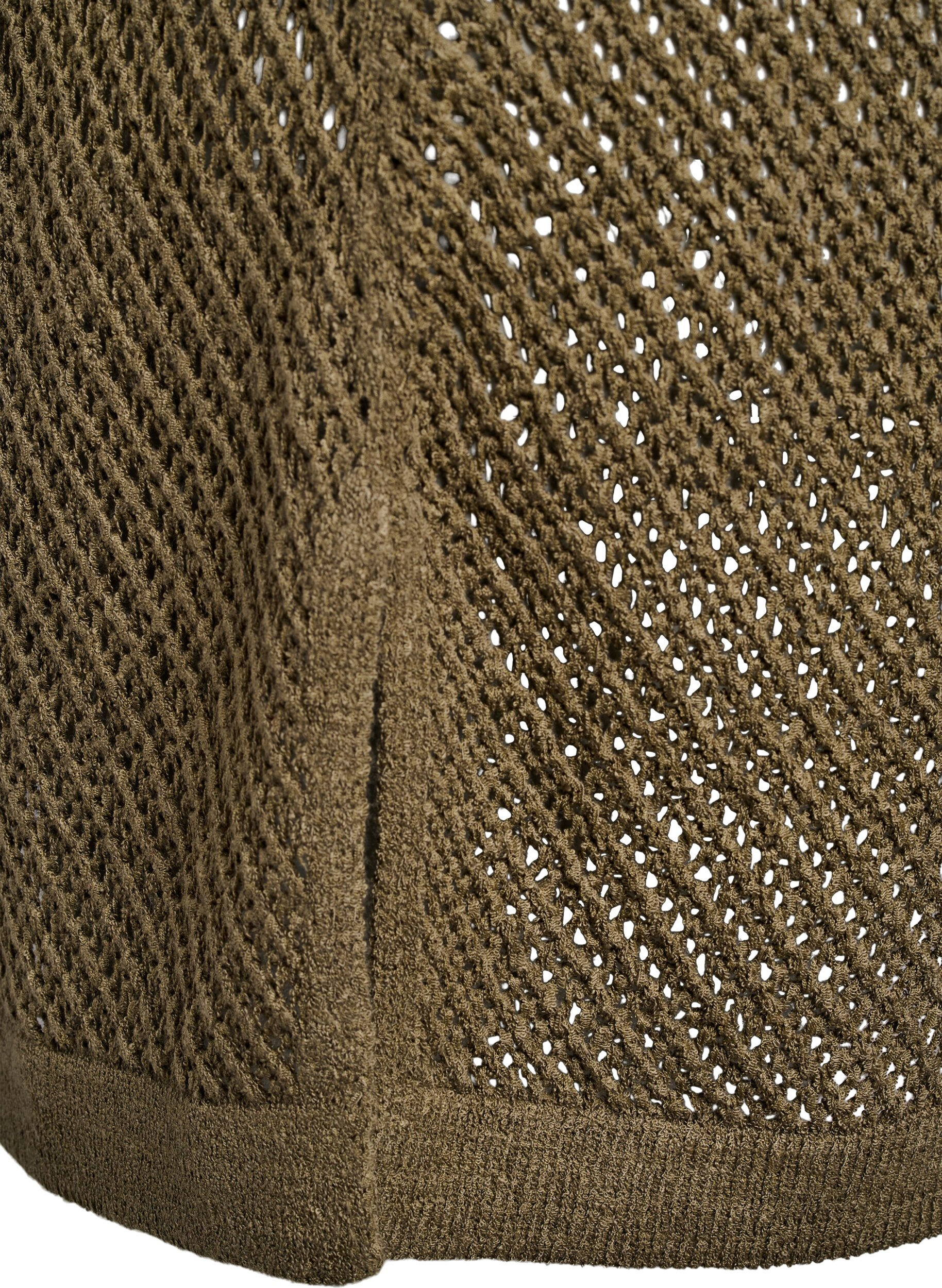 ZizziFLASH - Gebreide blouse met korte mouwen en V-hals, Groen, Packshot image number 3