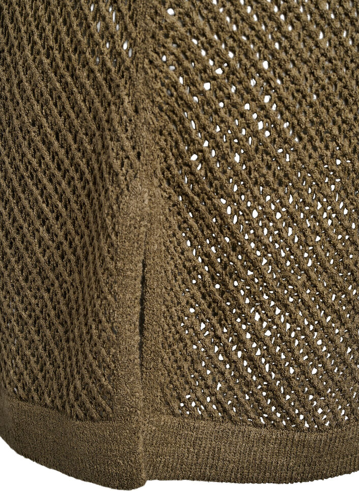 FLASH - Gebreide blouse met korte mouwen en V-hals, Groen, Packshot image number 3