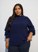 Geribde trui met pofmouwen en knopen, Blauw, Model image number 0