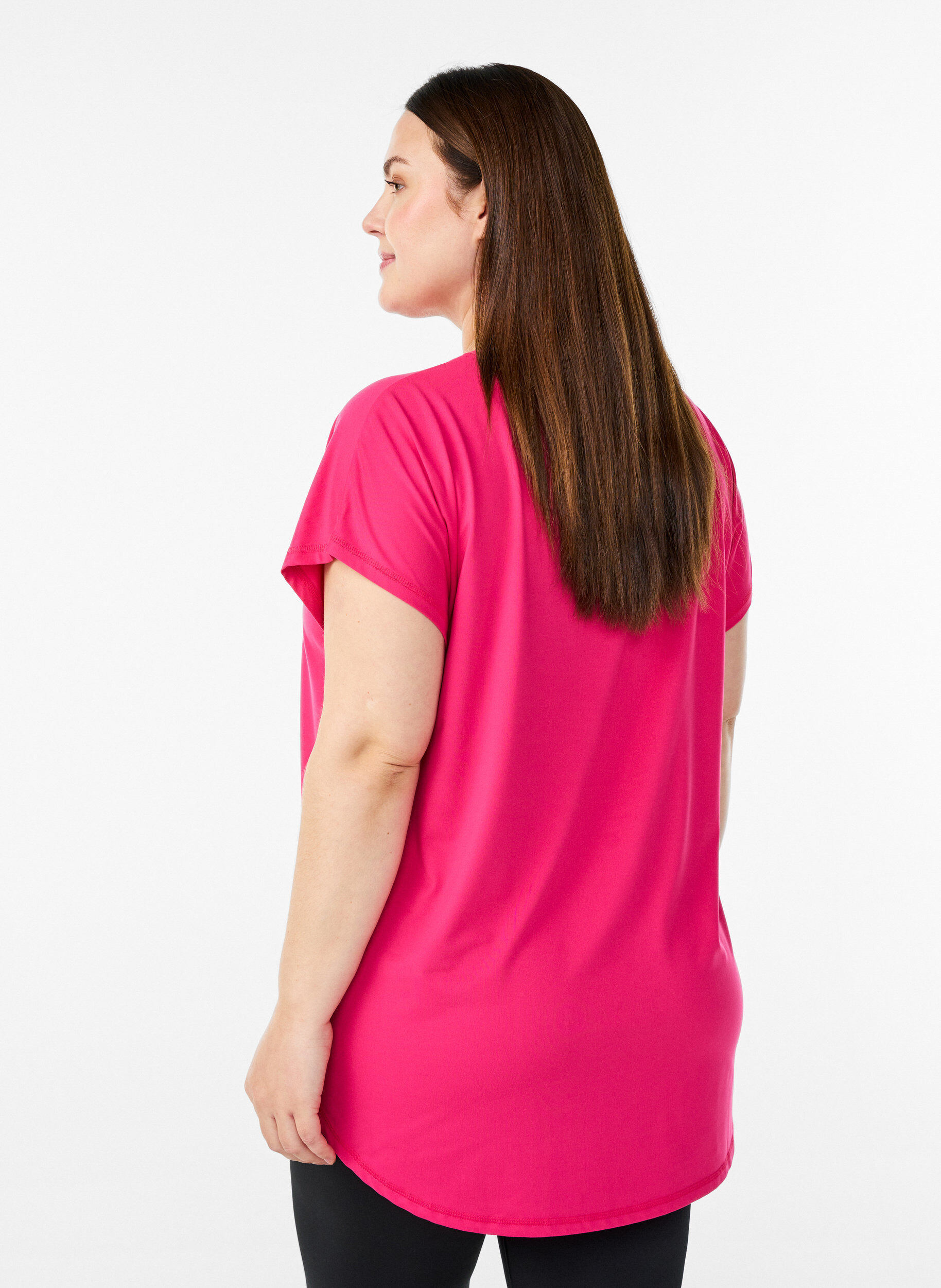 ZizziSportief t-shirt met korte mouwen en v-hals, Roze, Model image number 2