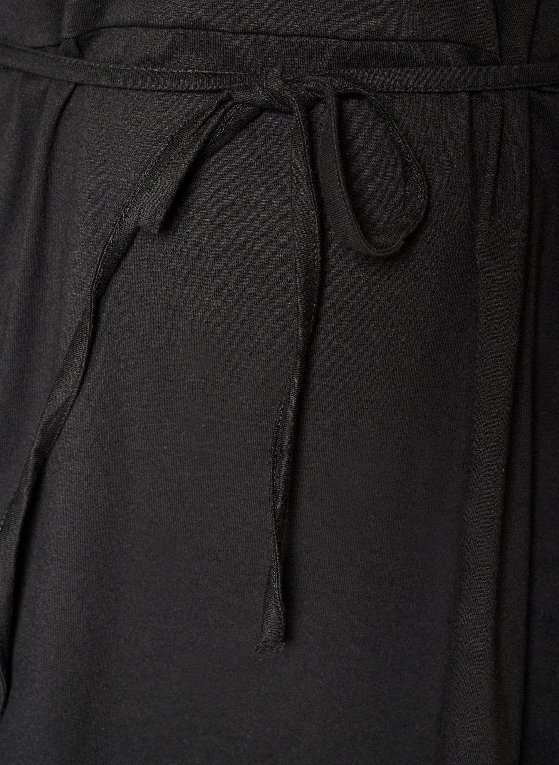 ZizziKatoenen jurk met broderie anglaise mouwen en een strik in de taille, Groen, Packshot image number 3