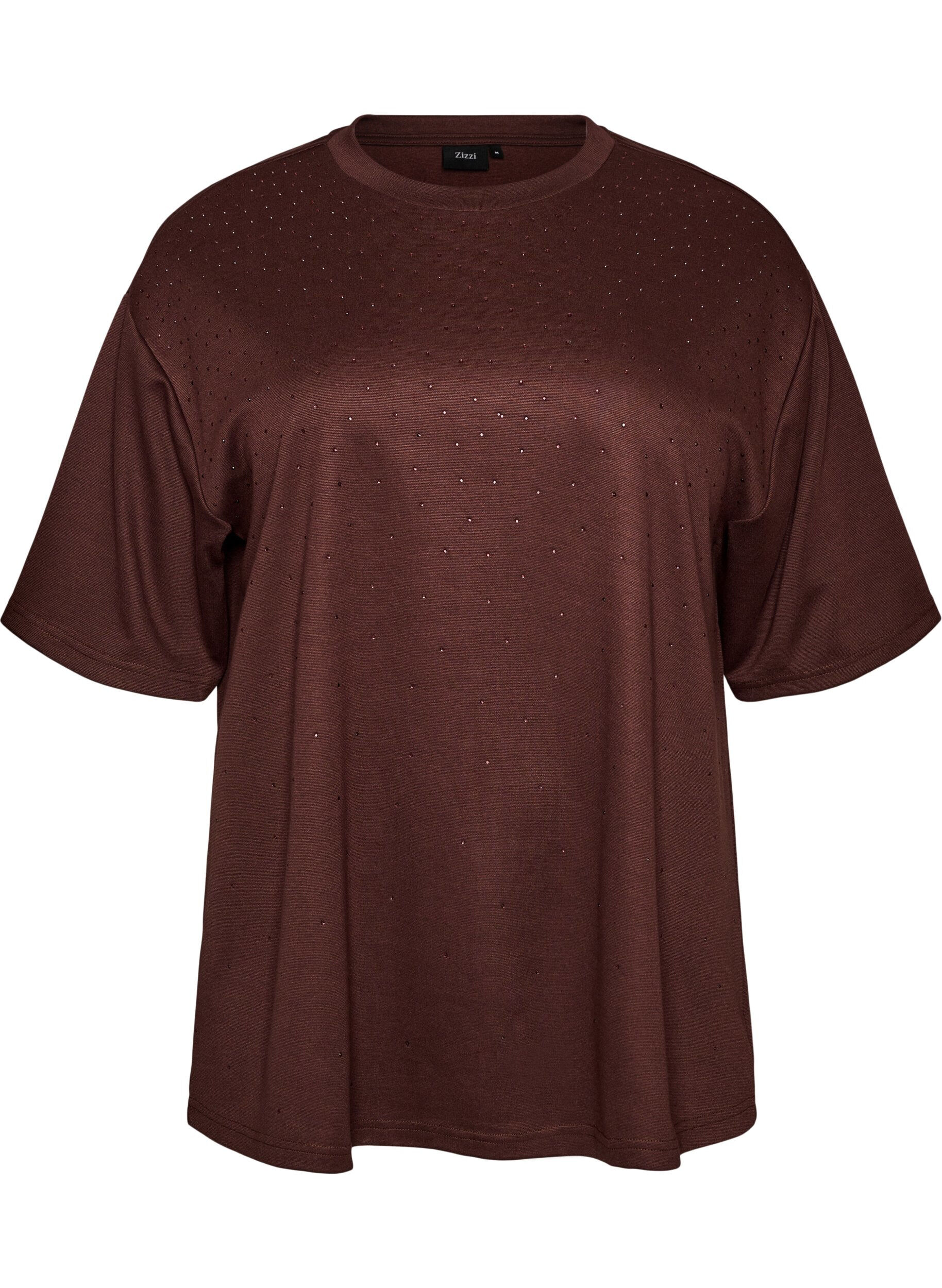 T-shirt met strass-steentjes en ronde hals