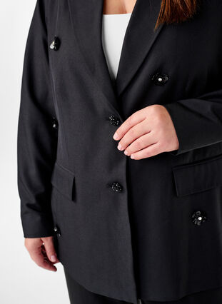 ZizziBlazer met paillettenbloemen, Black, Model image number 2