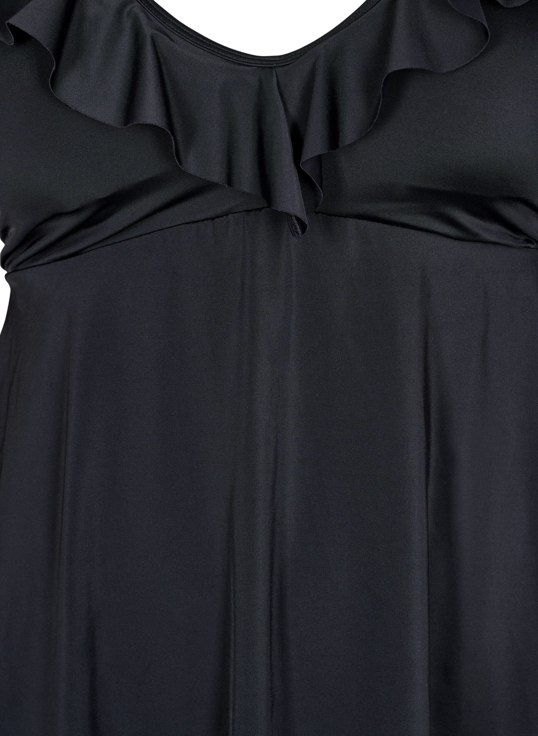 ZizziZwemjurk met ruches en afneembare vullingen, Zwart, Packshot image number 2