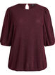 Blouse met glitterpatroon en 3/4 mouwen, Donker Bordeaux, Packshot image number 0