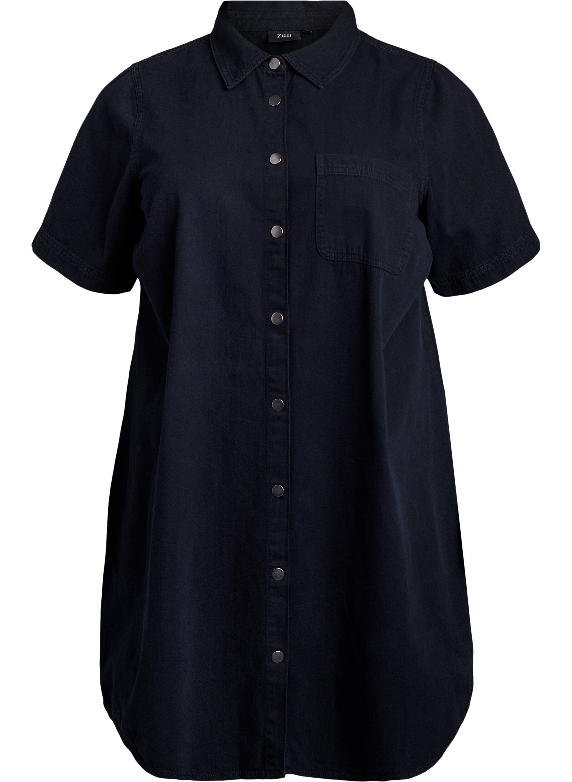 Denim shirtjurk met korte mouwen