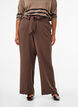 Luchtige broek met hoge taille en strikriem, Bruin, Model image number 3