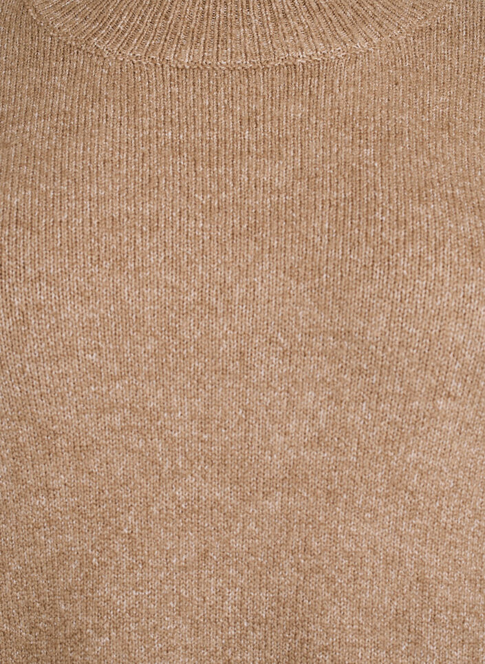 Gebreide jurk met contraststiksels, Bruin, Packshot image number 2