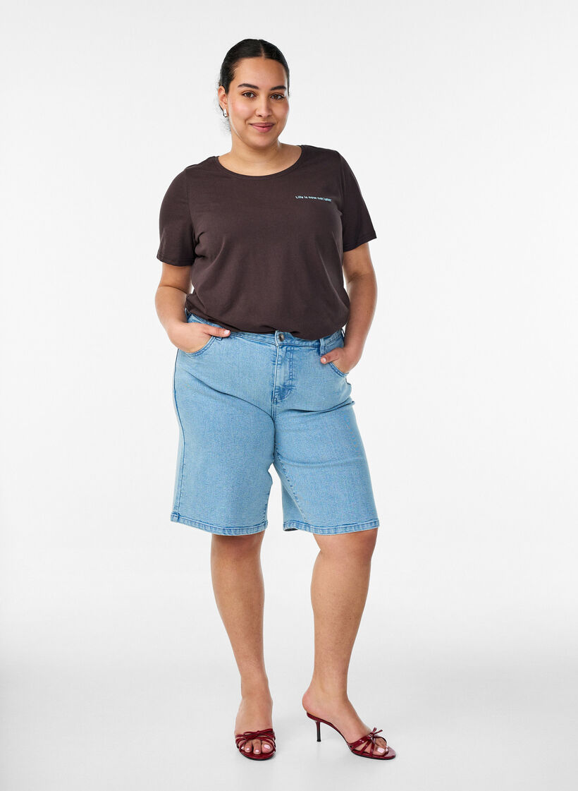 T-shirt met motief, Bruin, Model image number 1