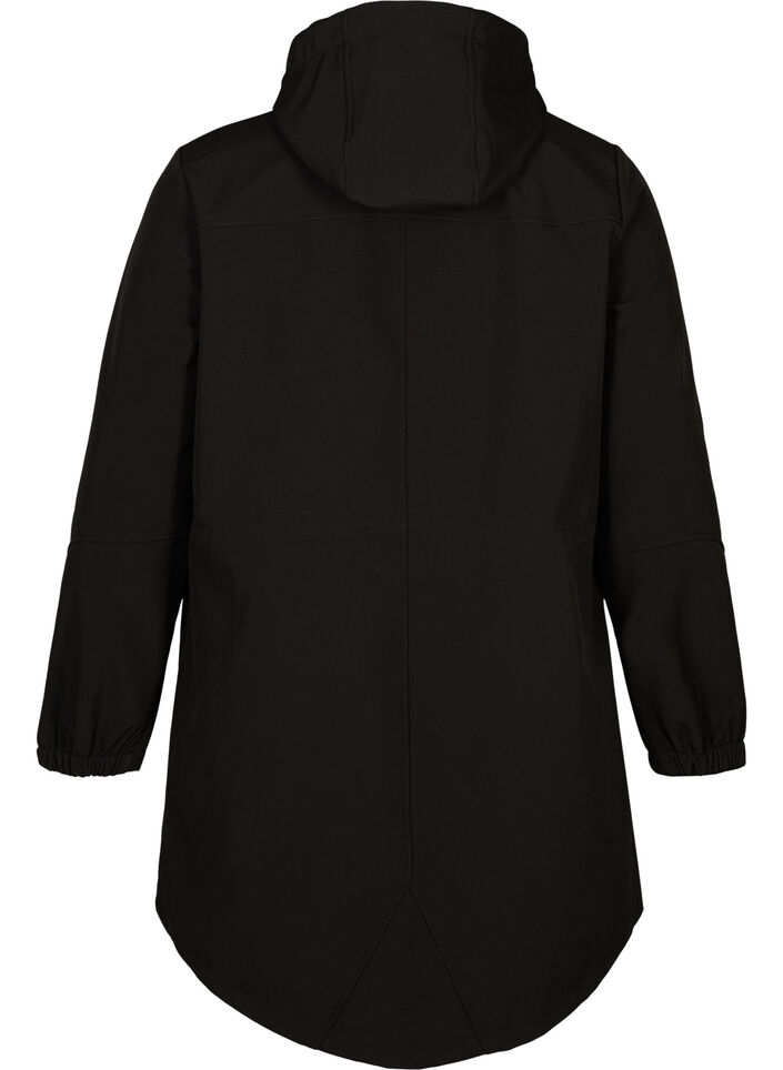 Softshell jas met capuchon, Zwart, Packshot image number 1