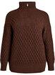 Trui met een hoge hals en textuur, Bruin, Packshot image number 0