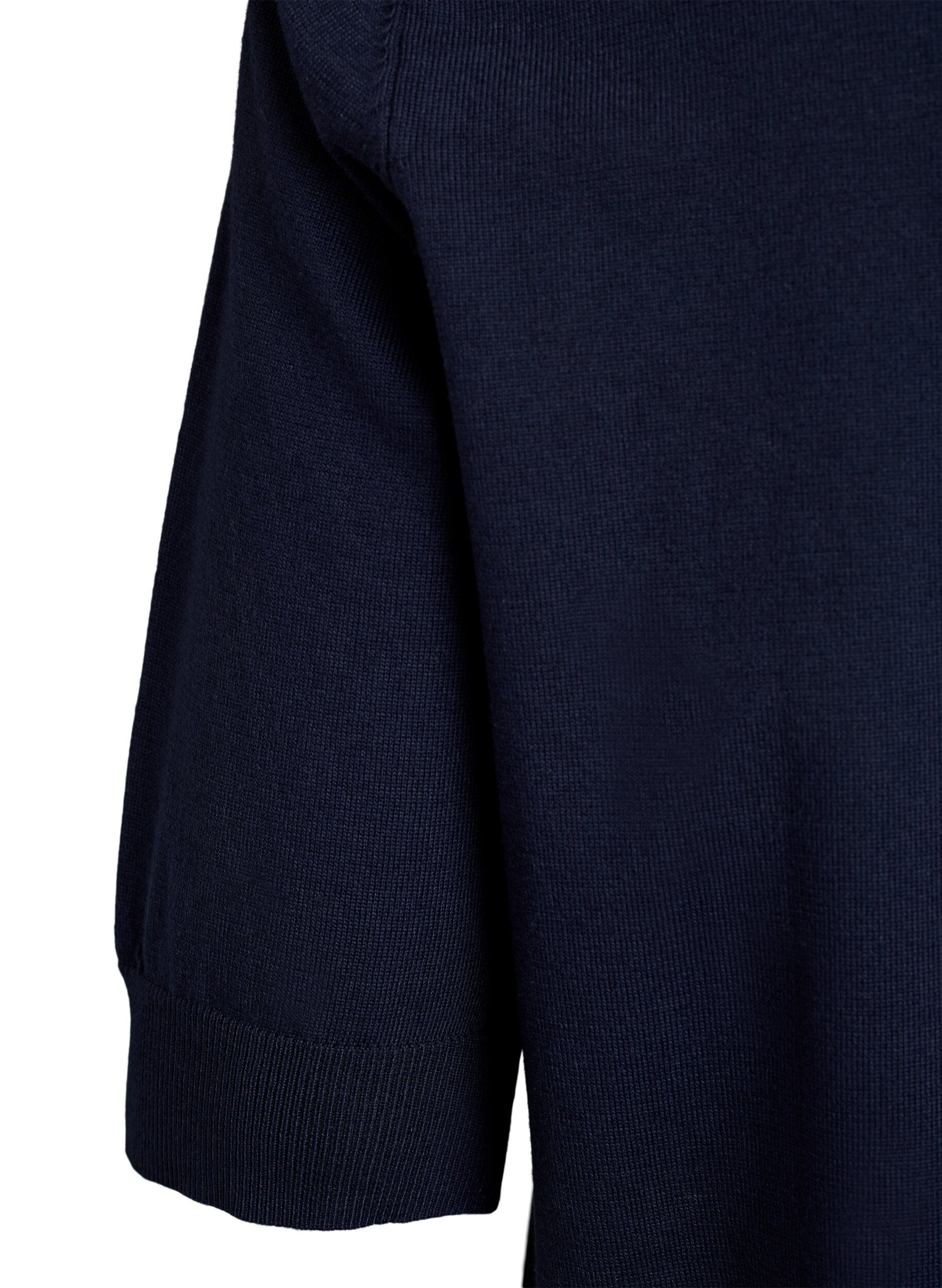 ZizziFijngebreide blouse met korte mouwen, Blauw, Packshot image number 3