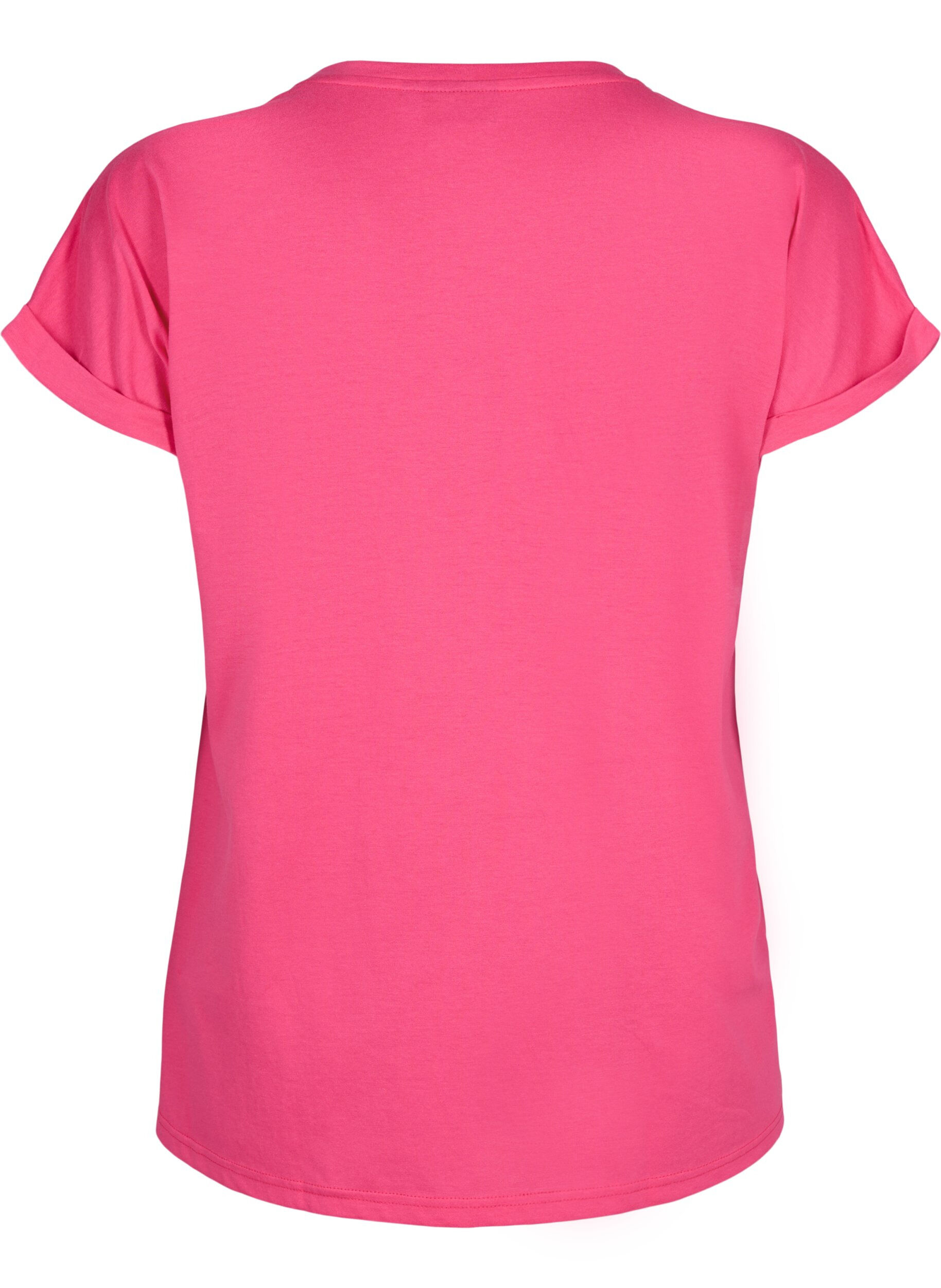 ZizziT-shirt met korte mouwen in een katoenmix, Roze, Packshot image number 1