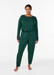 Pyjamabroek met kanten rand en high waist, Groen, Model image number 0