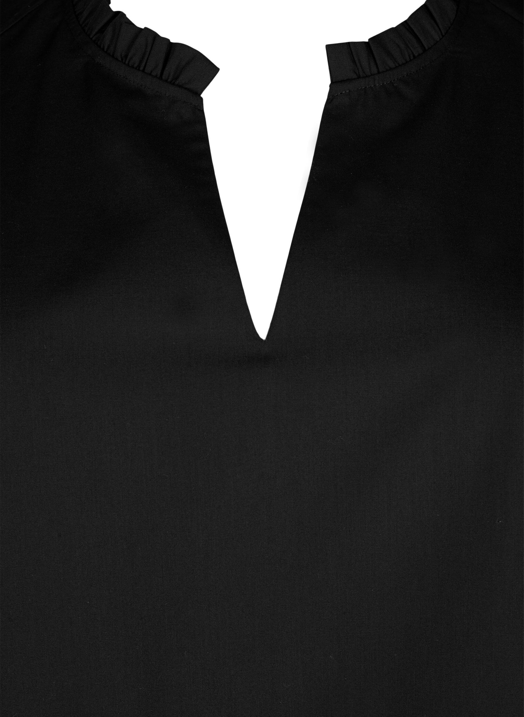 ZizziMouwloze top met pin-tuck en ruches, Zwart, Packshot image number 2