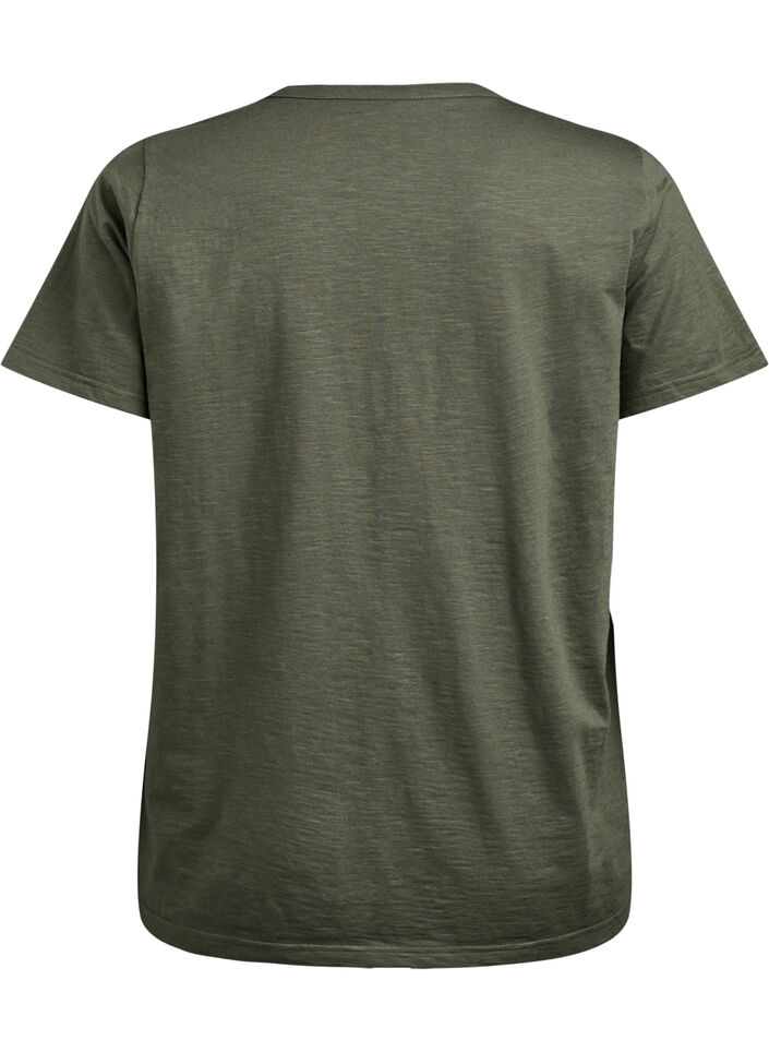 T-shirt met knoopdetail, Groen, Packshot image number 1
