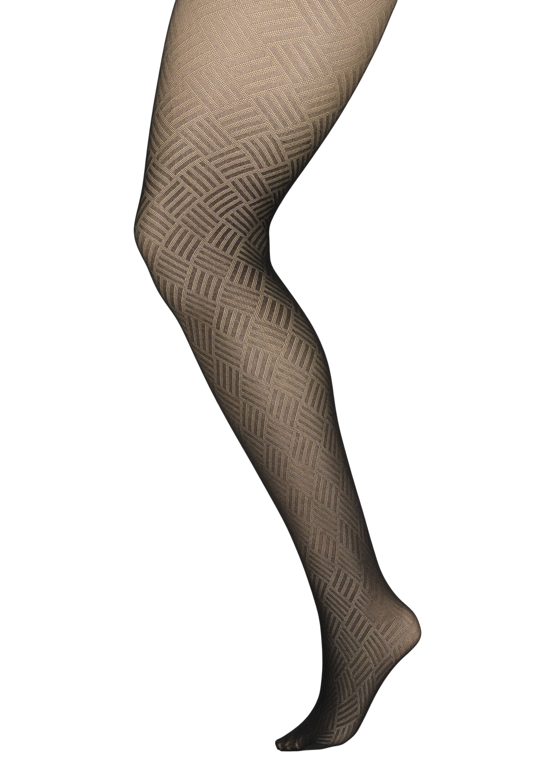 ZizziGepatroneerde panty's in 50 denier, Black, Packshot image number 0
