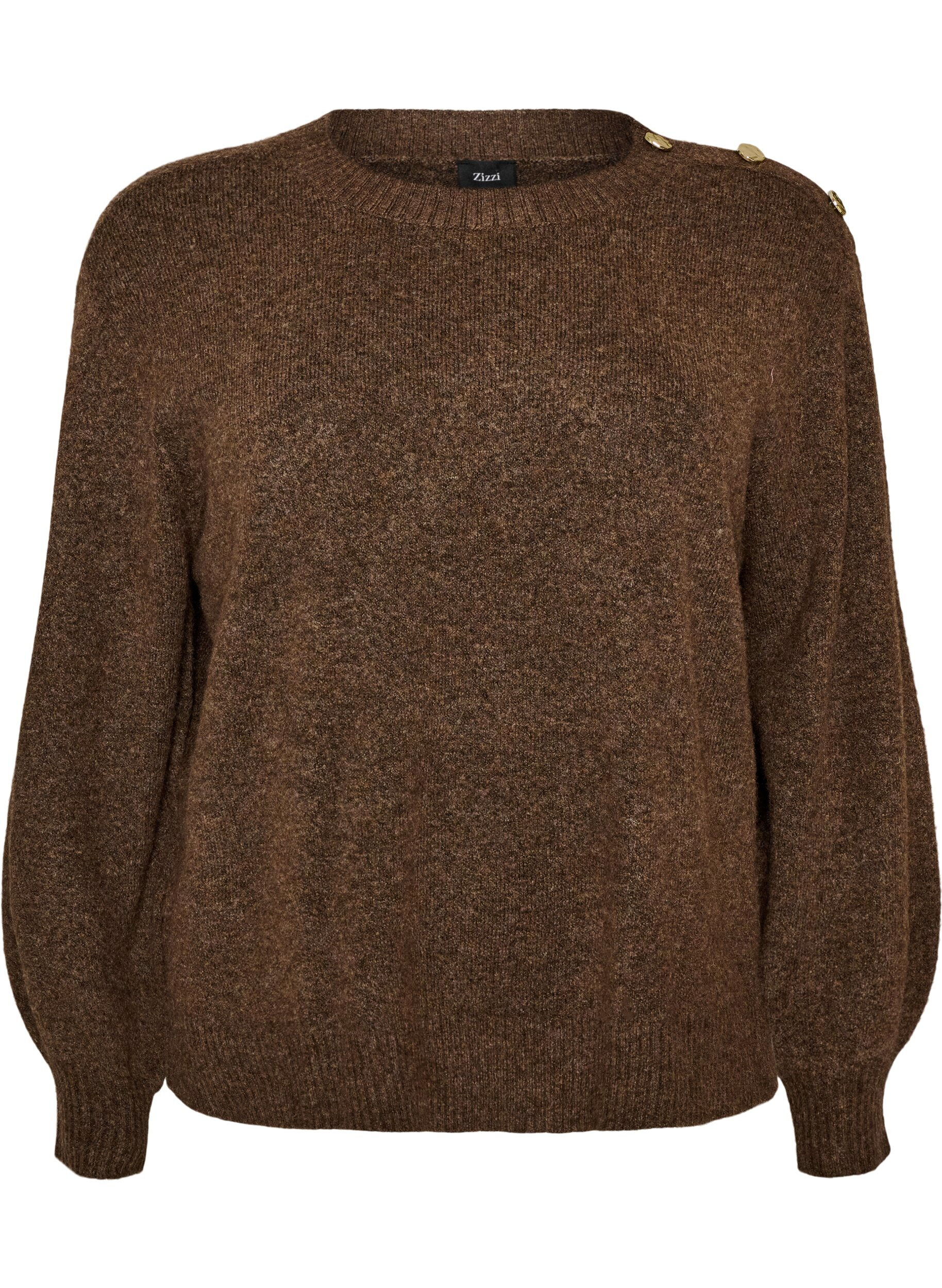 ZizziBreisel blouse met knoopdetail, Bruin, Packshot image number 0