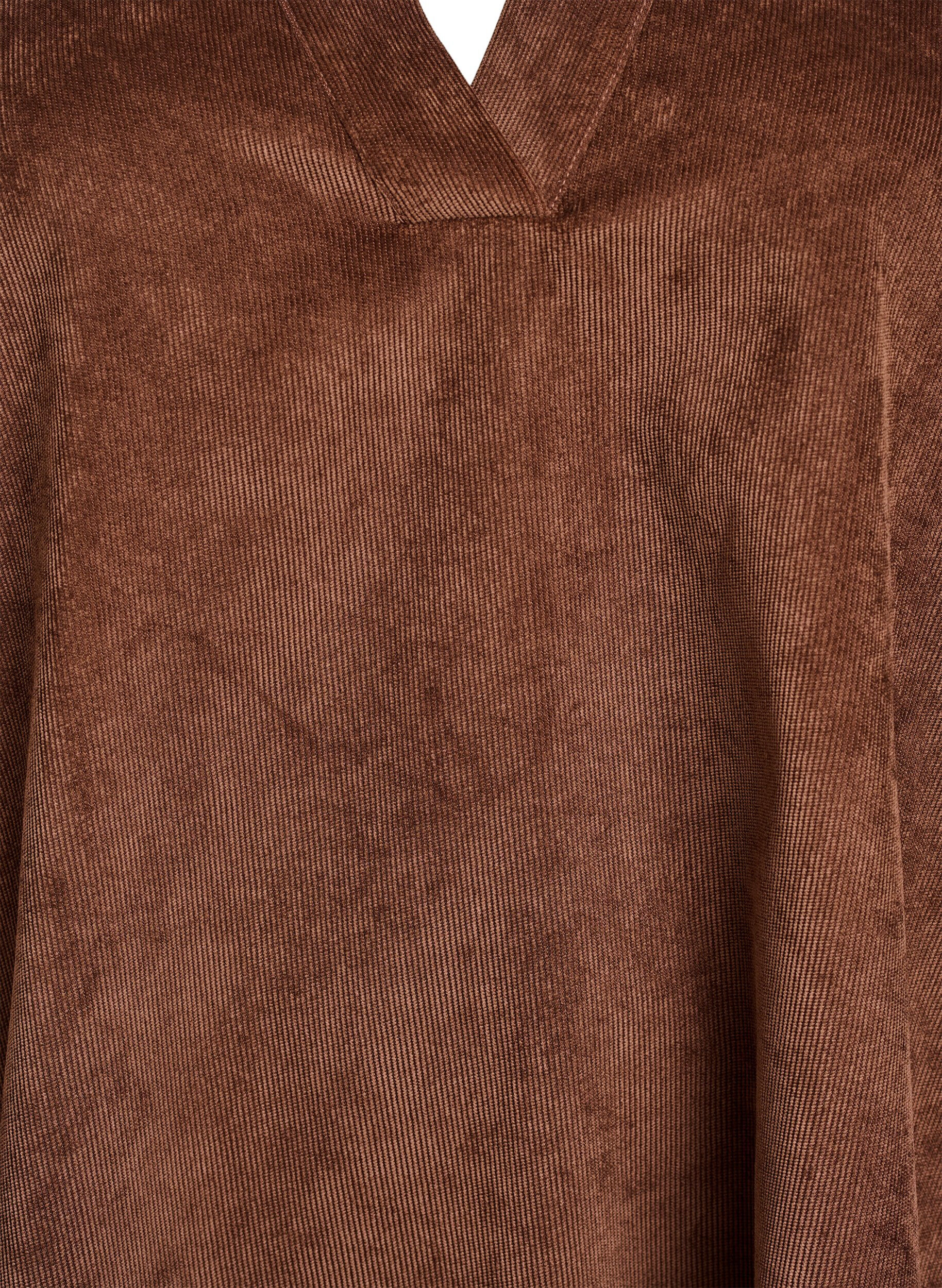 ZizziKorte fluwelen jurk met lange mouwen, Bruin, Packshot image number 2