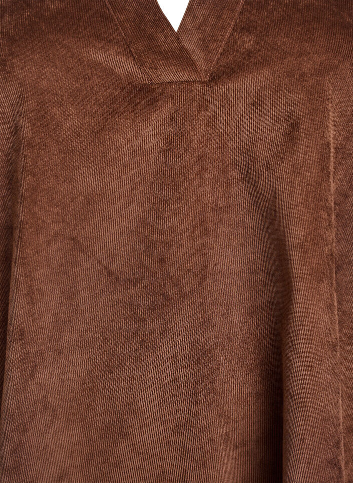 Korte fluwelen jurk met lange mouwen, Bruin, Packshot image number 2