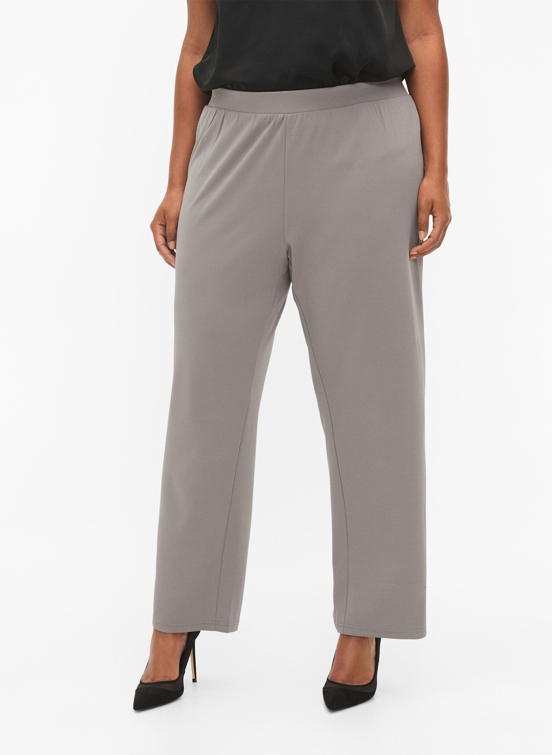 Zizzi Pantalon &agrave; coupe droite, Beige, Model image number 2