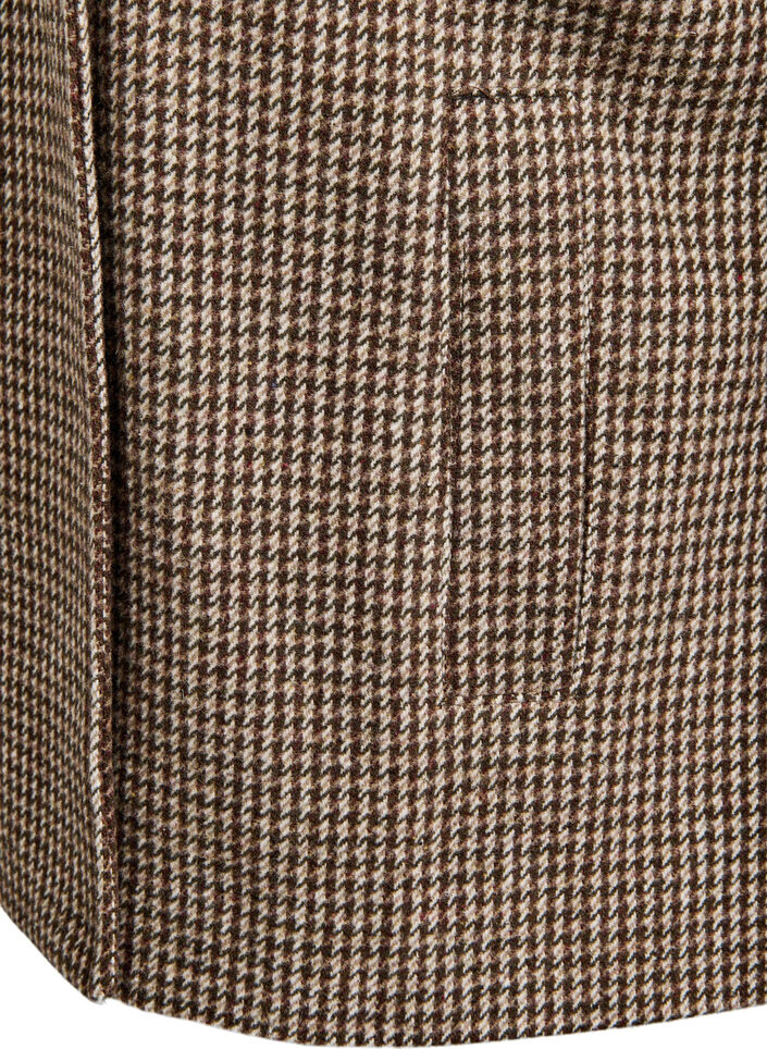Korte blazer met dubbele rij knopen, Brown Check , Packshot