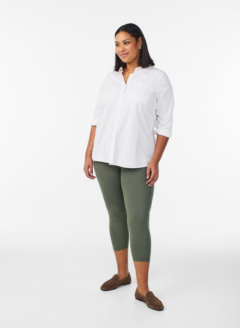 Basic 3/4 legging in viscose, Groen, Model image number 1