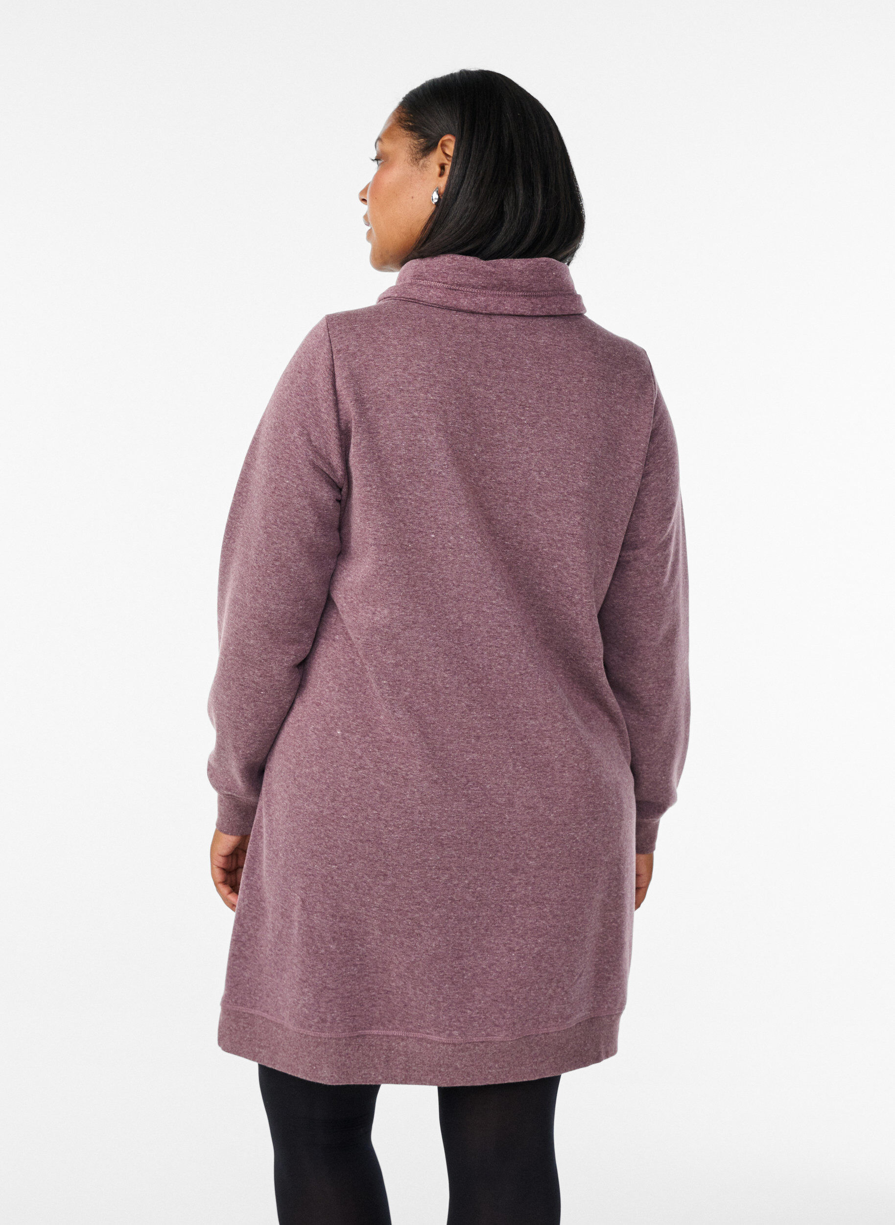 ZizziKort sweatshirt jurk met hoge kraag en zakken, Rood, Model image number 2
