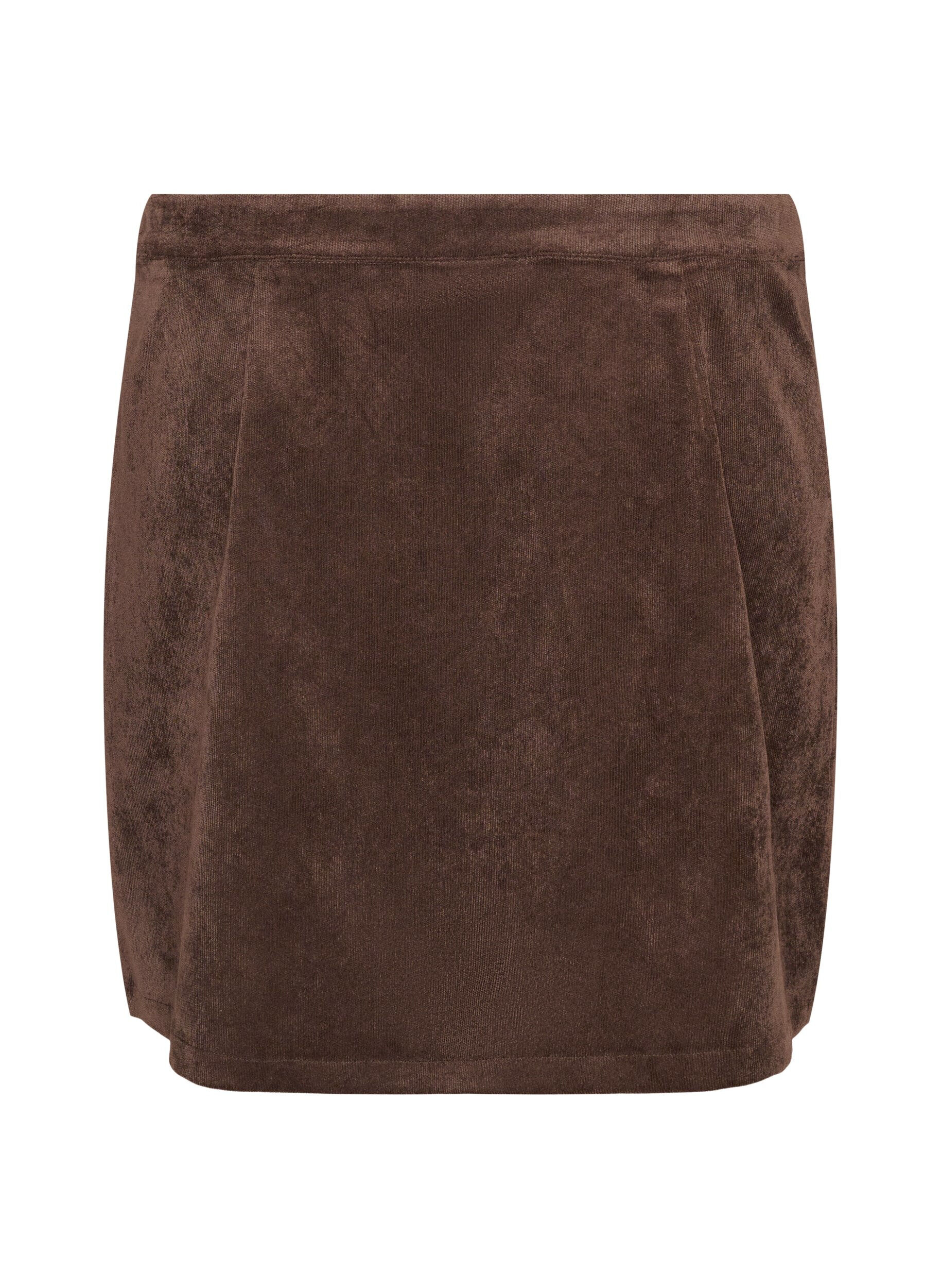 ZizziKorte corduroy rok met drukknopen, Bruin, Packshot image number 1