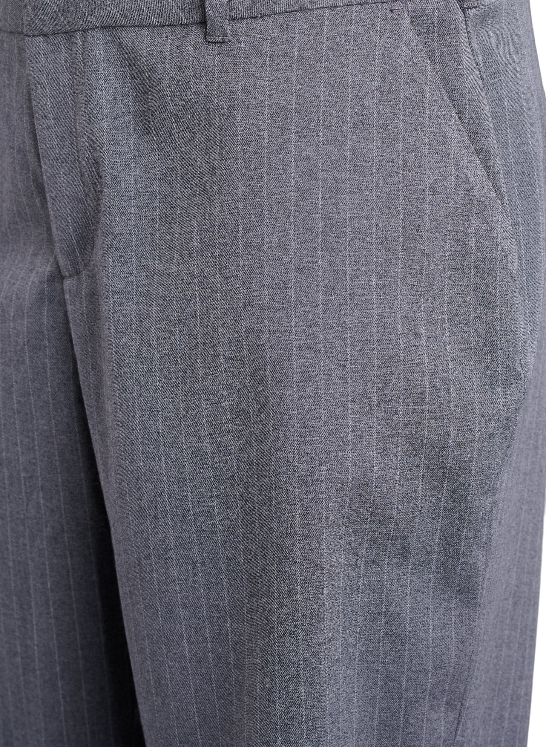 ZizziBermuda short met krijtstreep en losse pasvorm, Grijs, Packshot image number 2