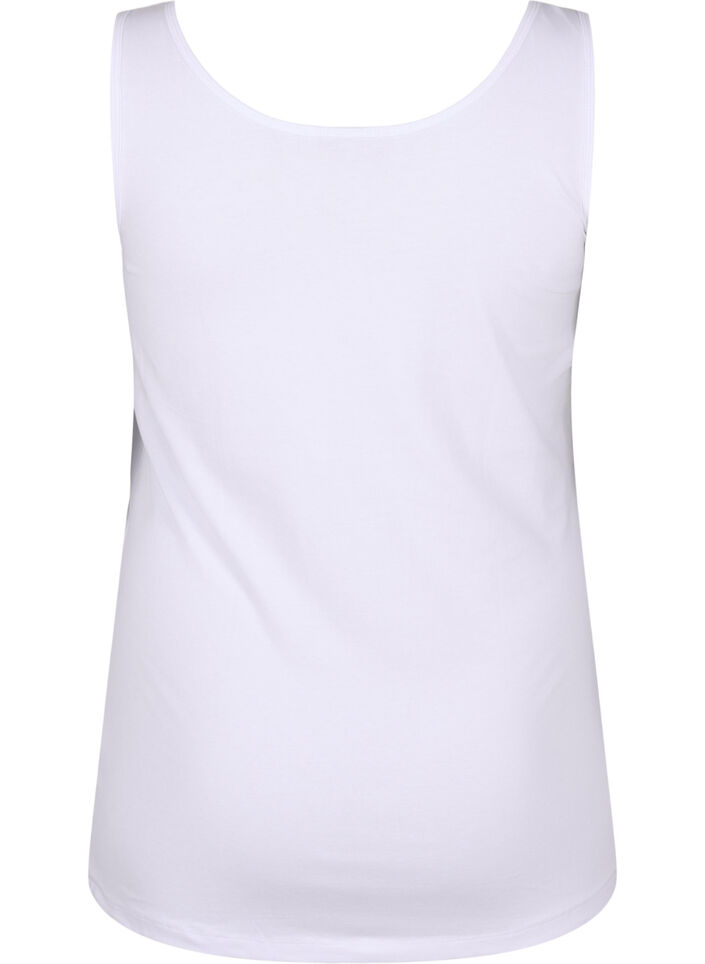 Effen gekleurd basic top in katoen, Bright White, Packshot