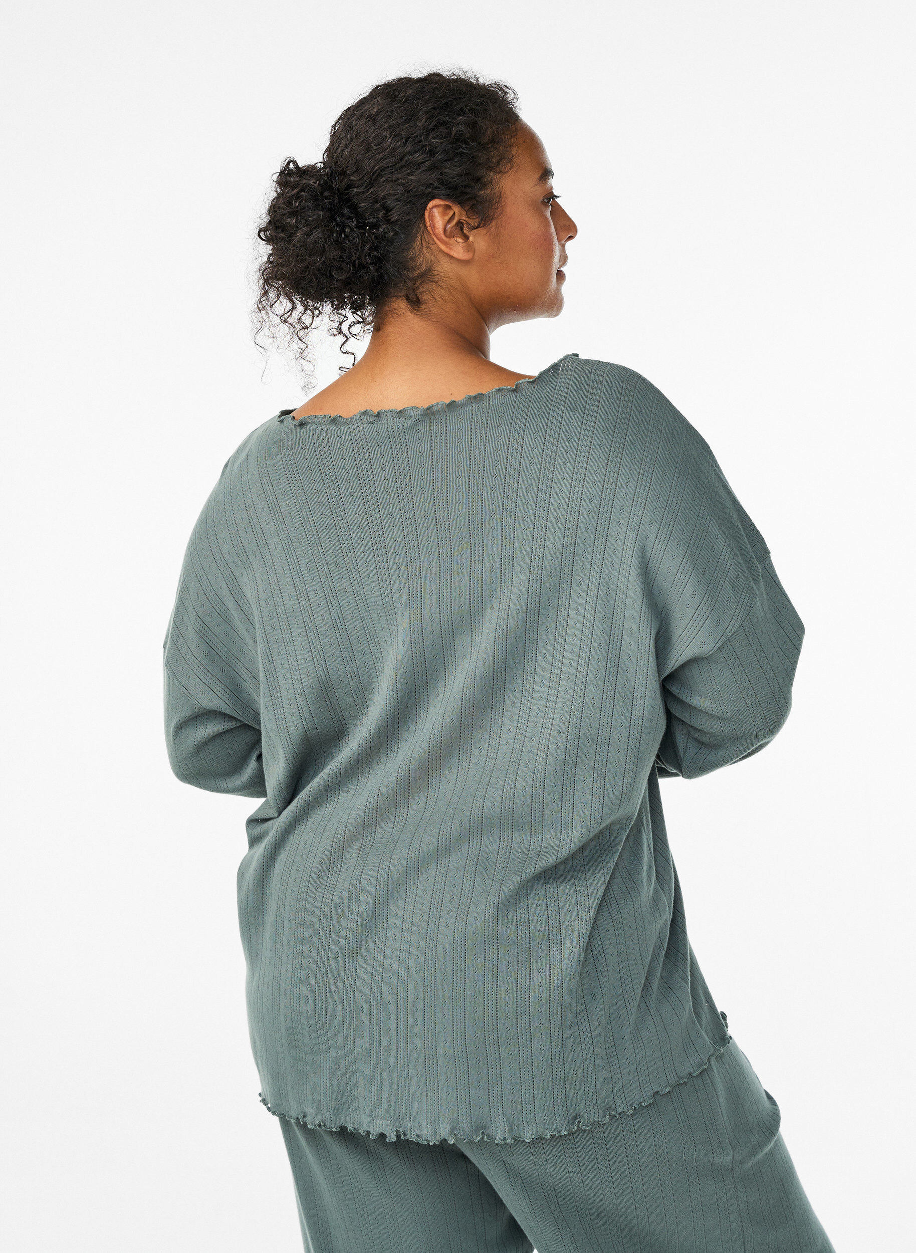 ZizziNachtjapon in biologisch katoen, Groen, Model image number 2