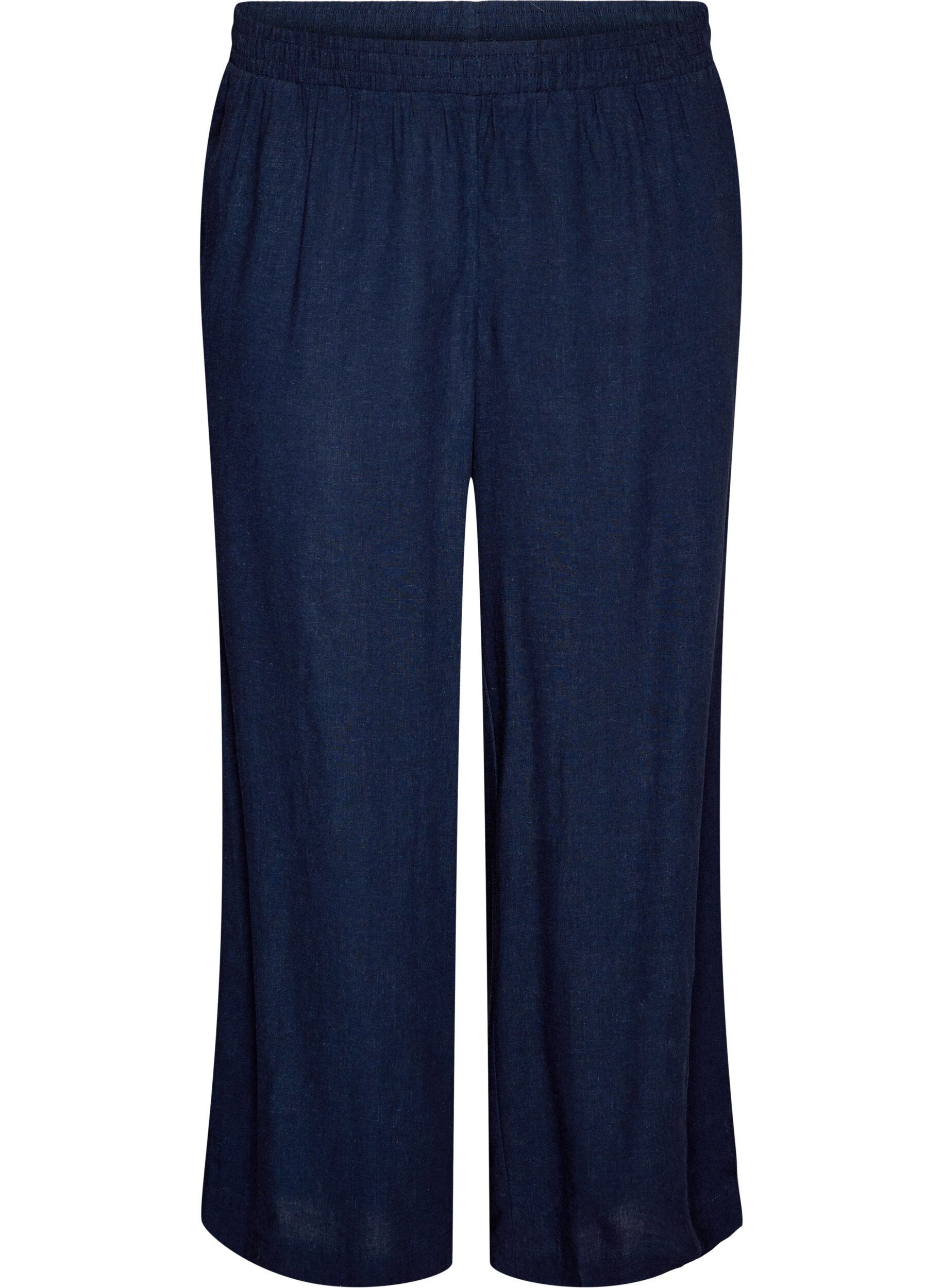 Wijde linnen en viscose broek