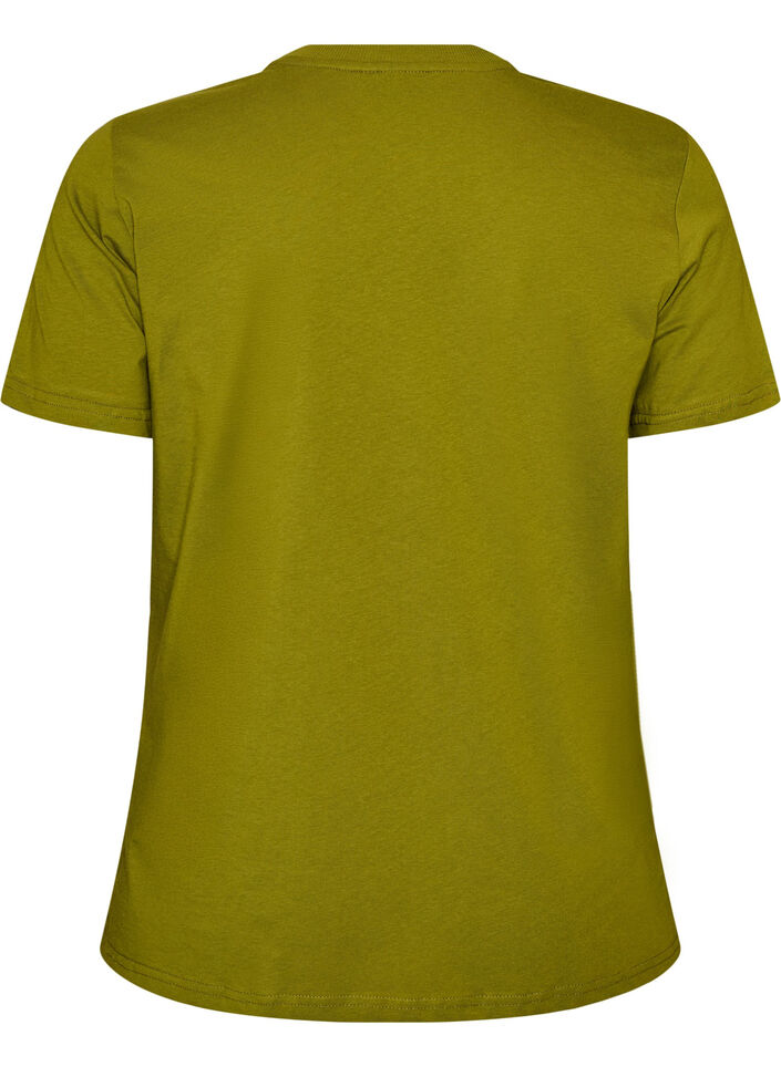 Basic katoenen T-shirt met ronde hals, Green, Packshot image number 1