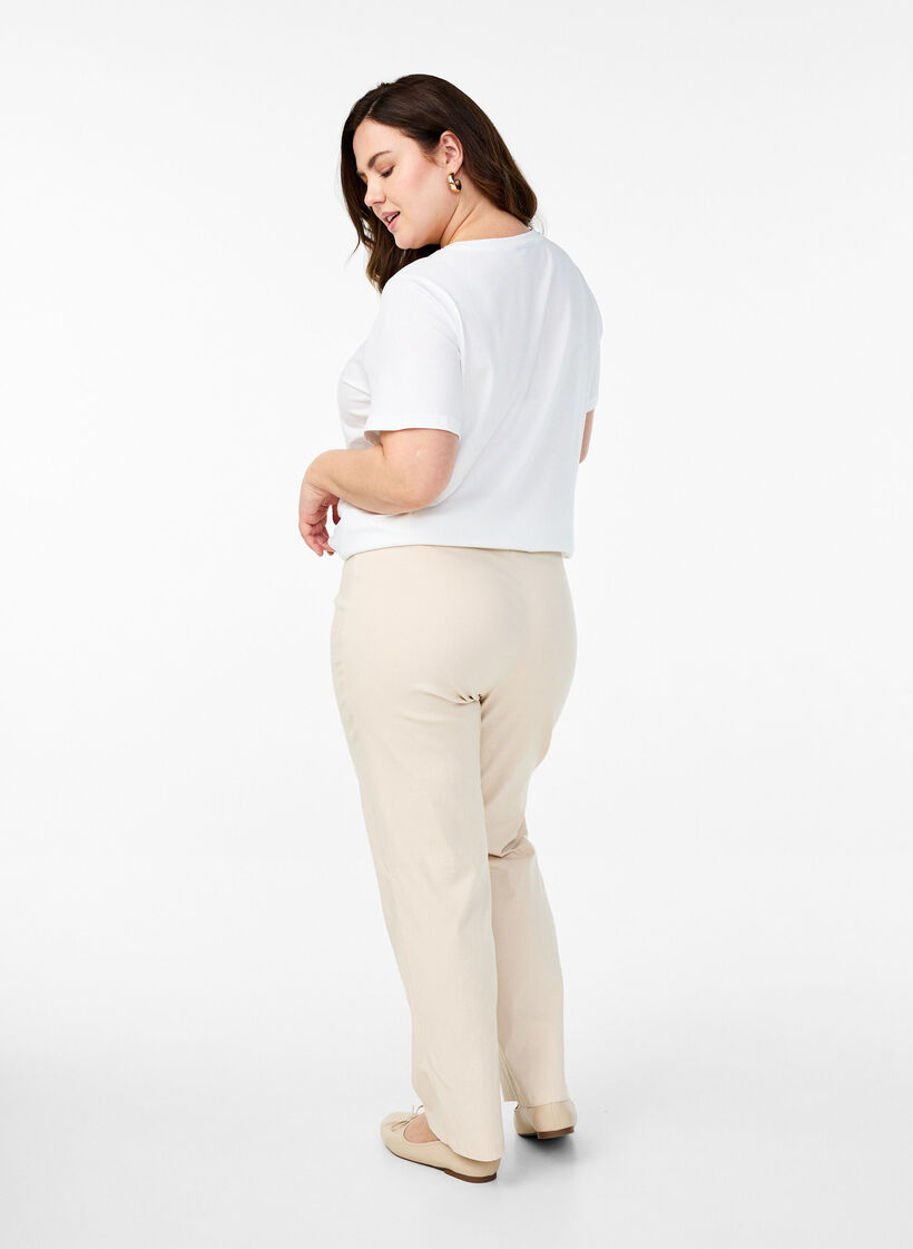 Rekbaar broek van viscose, Beige, Model image number 1