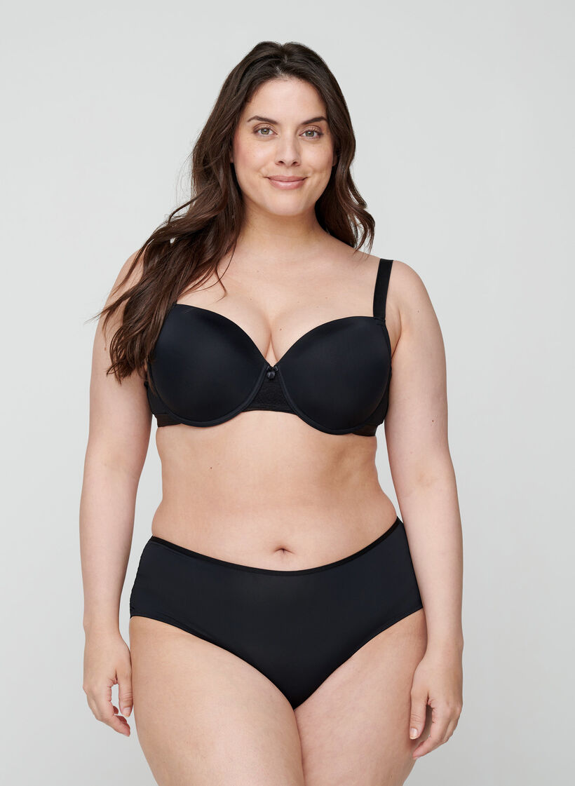 Voorgevormde beha met gaas, Zwart, Model image number 1
