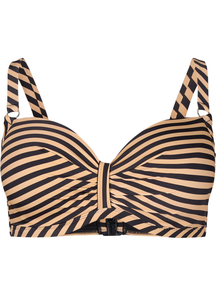 Bikinitop met beugel en patroon, Bruin, Packshot image number 0