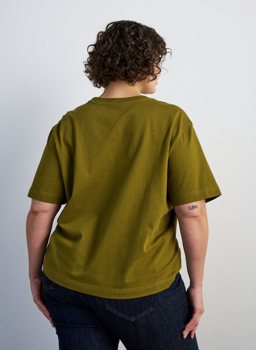 Boxy katoenen T-shirt, 2262, Model image number 2